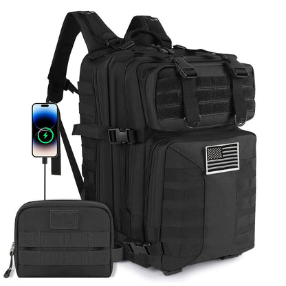 Sac à dos tactique unisexe haute capacité 50L – Sac militaire MOLLE pour le camping, la pêche, la chasse, la randonnée et les voyages – 13 options de couleurs incluant des variantes avec sac à main et sac de rangement