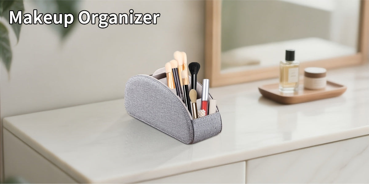 Support de télécommande à 5 compartiments, organisateur de bureau en similicuir pour salon, permet de ranger télécommandes TV, stylos, lunettes, pinceaux de maquillage, fournitures de bureau, boîte de rangement décorative pour la maison