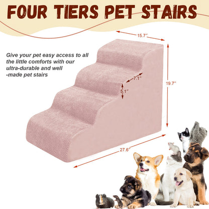 Escalier pour chien en mousse à mémoire de forme, 2, 3 ou 4 marches avec base antidérapante et housse lavable – Marches de soutien pour canapé et lit, idéal pour chiens âgés et chiots, plusieurs couleurs disponibles