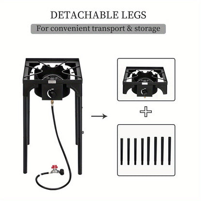Réchaud à propane haute pression 100 000 - 225 000 BTU - Réchaud de camping extérieur robuste en fonte avec pieds détachables, régulateur certifié CSA, 1 ou 3 brûleurs pour le camping, les fêtes d'avant-match et le brassage