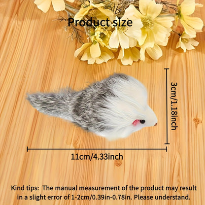Lot de 3 ou 5 souris en peluche pour chat - Jouets souris réalistes à poils longs avec corps en plastique bicolore, jouets interactifs d'intérieur pour l'exercice des chatons et des chats adultes