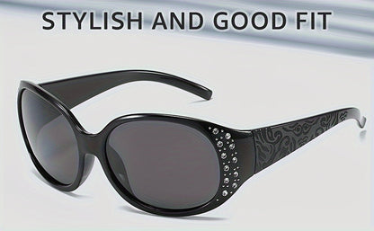 Rhinestone Cat Eye Sunglasses for Women – Floral Embellished UV Protection Shades, Lightweight Frames for Beach, Driving, Outdoor, Street Style & Vacation, Trendy Fashion Eyewear Gift