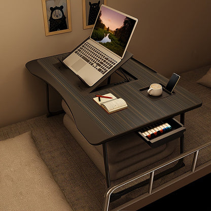 Bureau pour ordinateur portable pliable pour lit et canapé avec porte-gobelet, support pour téléphone, tiroir et port USB, plateau de petit-déjeuner pour travail et films – 6 styles