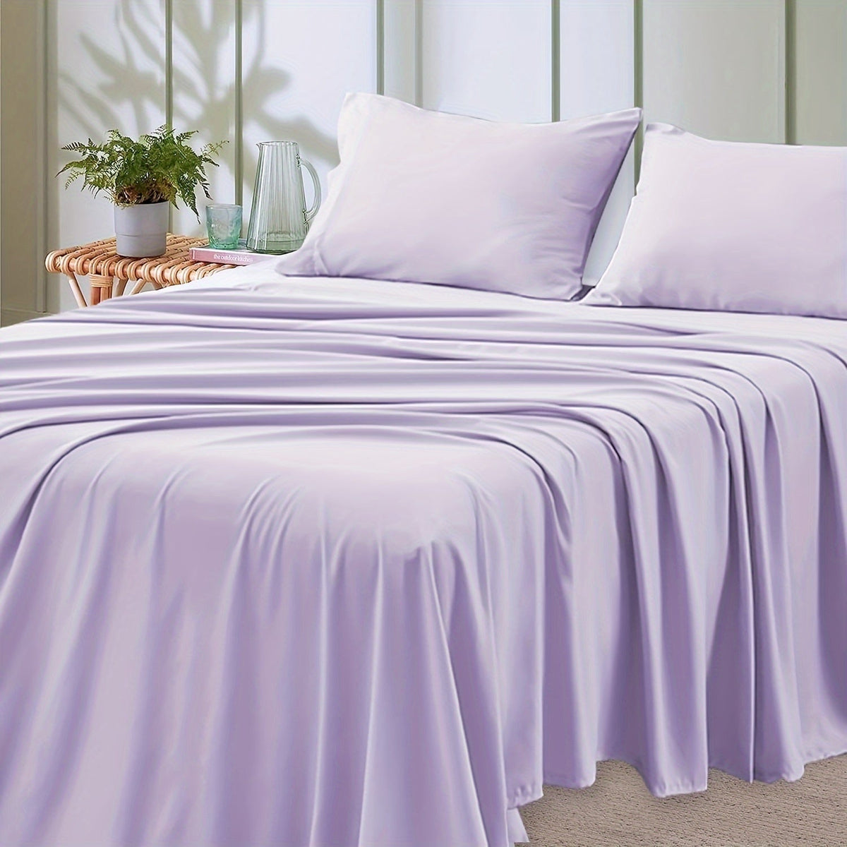 Parure de draps 4 pièces en microfibre à poches profondes – Draps ultra-doux et respirants de qualité hôtelière, résistants à la décoloration et au rétrécissement, toutes saisons, tailles lit simple, double, grand et très grand, choix de couleurs