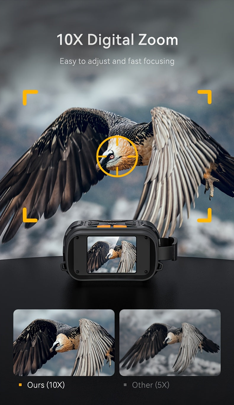 Jumelles de vision nocturne 4K pour adultes – Zoom numérique 10x, écran HD 2,8", illuminateur infrarouge 7 niveaux, photo et vidéo 12 MP, rechargeables – Parfaites pour la chasse, le bateau et l'exploration en plein air, cadeau pour hommes