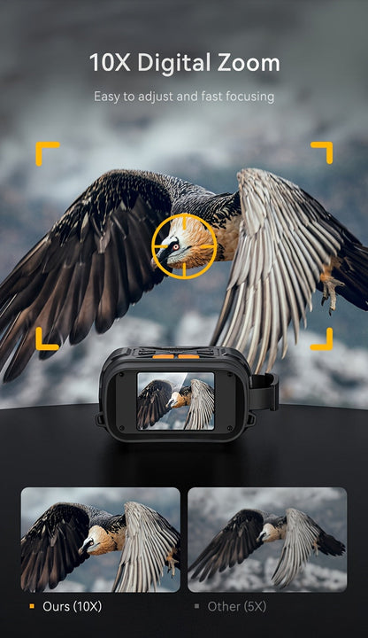 Jumelles de vision nocturne 4K pour adultes – Zoom numérique 10x, écran HD 2,8", illuminateur infrarouge 7 niveaux, photo et vidéo 12 MP, rechargeables – Parfaites pour la chasse, le bateau et l'exploration en plein air, cadeau pour hommes