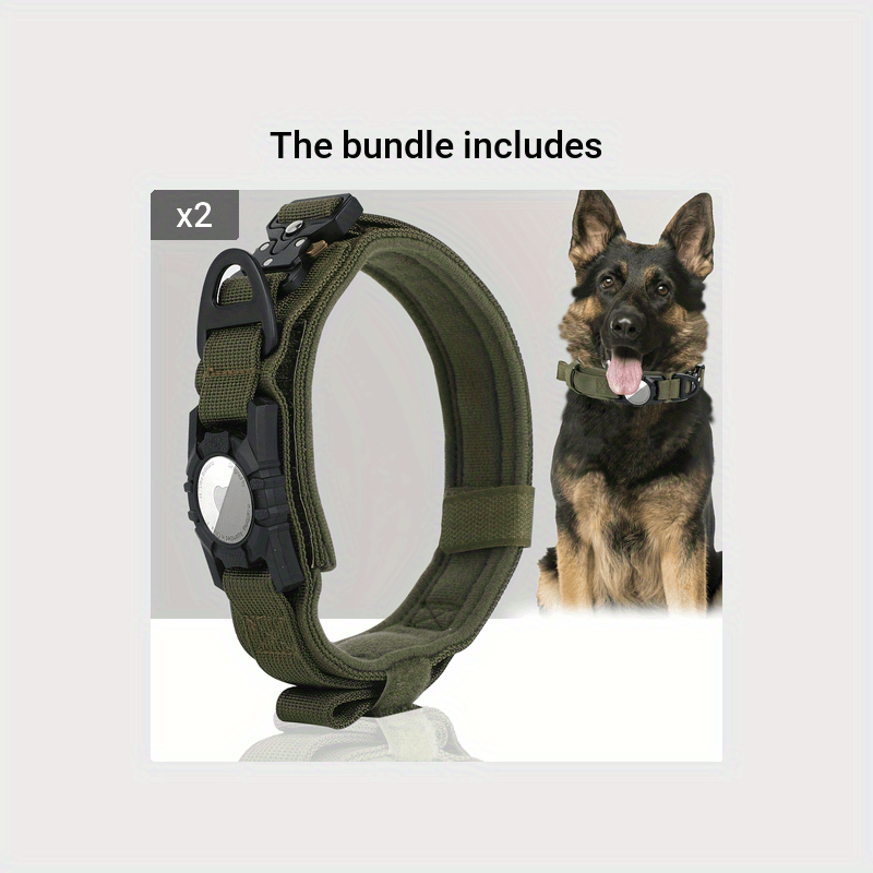 Collier tactique pour chien avec support GPS - Collier robuste en nylon de style militaire pour toutes les races, collier de dressage ajustable et sécurisé, 5 couleurs et 4 tailles (M/L/XL) pour chiens de grande et moyenne taille