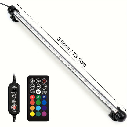 Éclairage LED submersible pour aquarium, lumière multicolore sous-marine pour aquarium, de 19 cm à 89 cm - Tailles multiples, 9 à 66 LED pour décoration d'aquarium d'eau douce et d'eau de mer