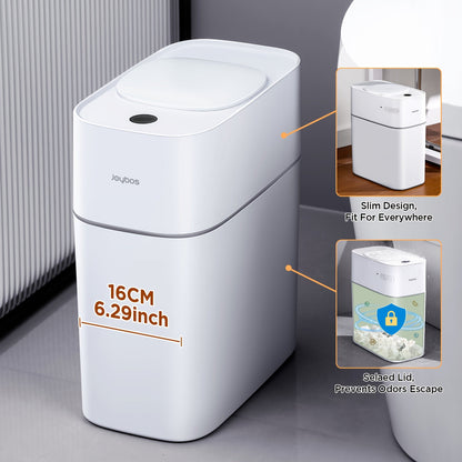 Poubelle intelligente automatique 14 L (3,8 gallons) – Capteur de mouvement sans contact, sacs auto-déployants par aspiration d'air, design fin anti-odeurs pour salle de bain, cuisine, bureau et chambre – Lot de 1 ou 2