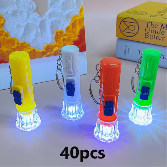 Lot de 40 mini lampes de poche en vrac, couleurs assorties, petites lampes de poche d'urgence portables avec piles incluses, ensemble de lampes de poche de poche de 40 lumens pour cadeaux de Noël, cadeaux d'invités et cadeaux de fête