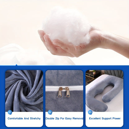 Oreiller de maternité en forme de J, coussin de grossesse corps entier avec taie d'oreiller – soutien du dos, des jambes et du ventre pour un sommeil réparateur, tailles 41" et 60", coloris et tissus variés, idéal comme cadeau de naissance