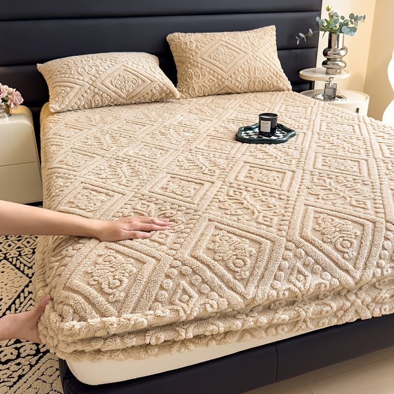Drap de lit doux gaufré européen – Housse de matelas à poches profondes toutes saisons, literie ultra-douce lavable en machine pour lits une place, doubles, grand format et très grand format, protège-matelas chaud (sans taie d'oreiller)