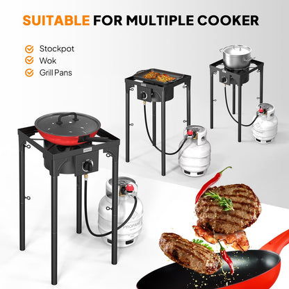 Réchaud à propane haute pression 100 000 - 225 000 BTU - Réchaud de camping extérieur robuste en fonte avec pieds détachables, régulateur certifié CSA, 1 ou 3 brûleurs pour le camping, les fêtes d'avant-match et le brassage