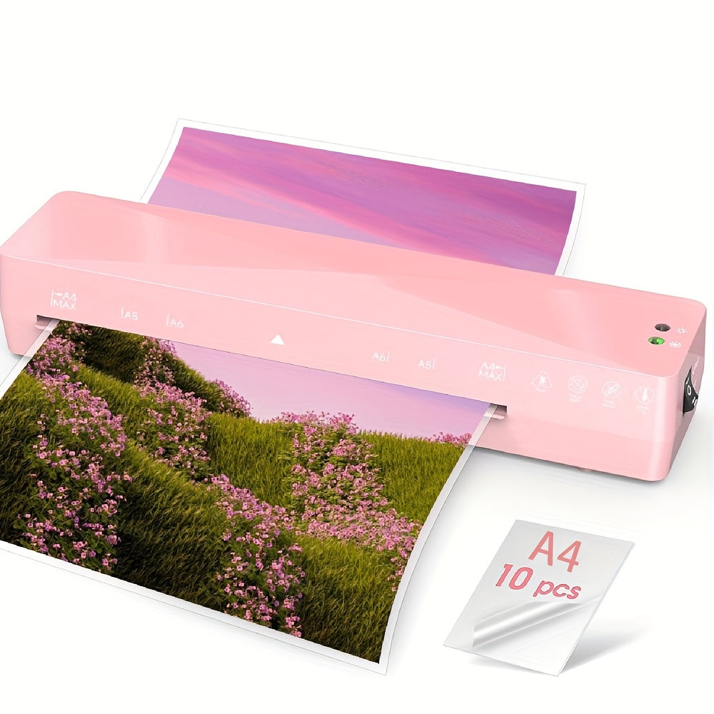 Laminatrice thermique A4 de 9 pouces de large - Plastifieuse 4 en 1 à chaud et à froid avec 10 pochettes incluses, préchauffage rapide, sans bulles pour le bureau, l'école, la maison et un usage professionnel