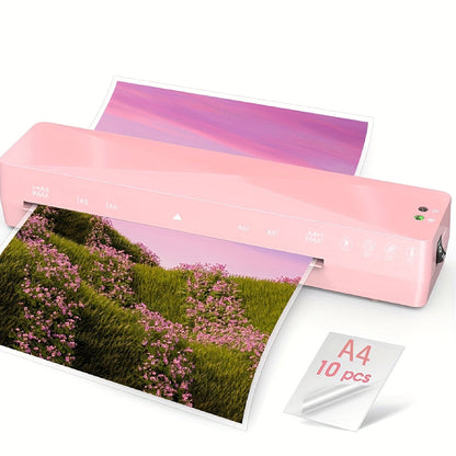 Laminatrice thermique A4 de 9 pouces de large - Plastifieuse 4 en 1 à chaud et à froid avec 10 pochettes incluses, préchauffage rapide, sans bulles pour le bureau, l'école, la maison et un usage professionnel