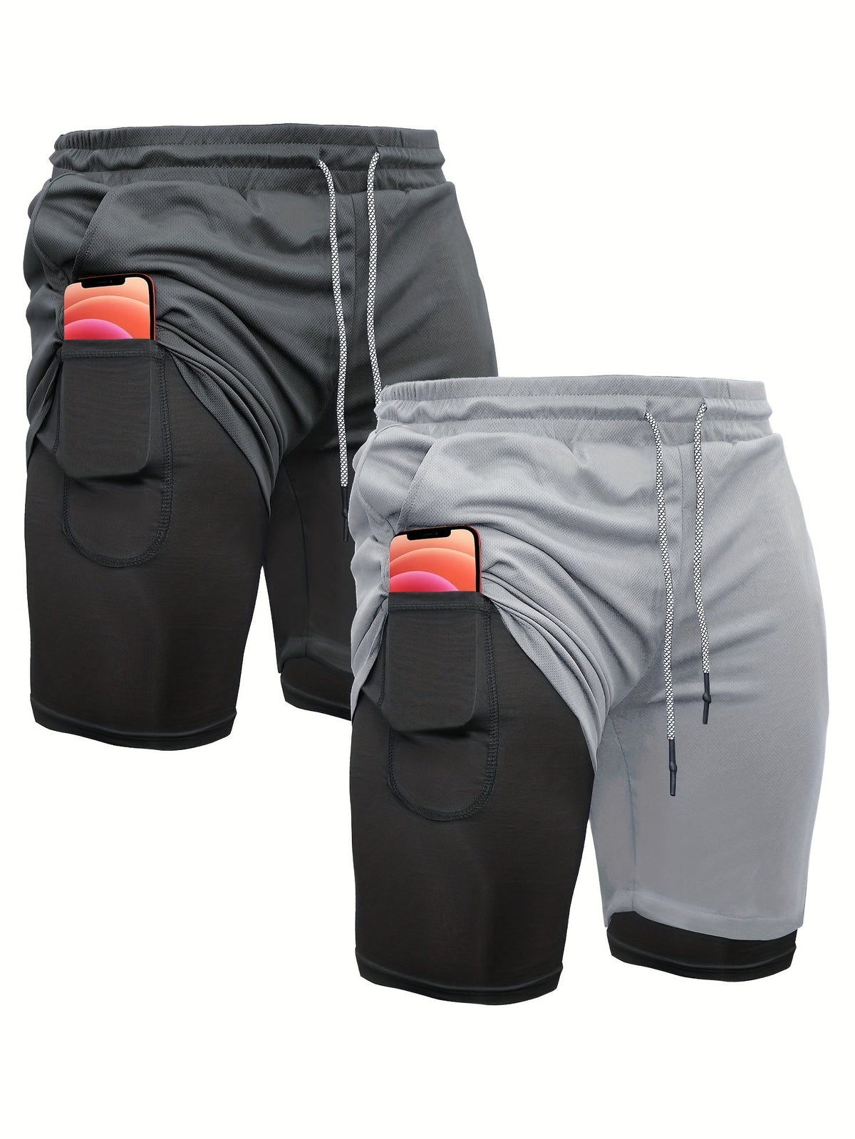 Short de running 2-en-1 pour homme 7 pouces avec doublure de compression à séchage rapide – Short de sport léger pour l'entraînement et la gym, short d'entraînement en polyester pour la course, le yoga, la randonnée et les sports de plein air S M L XL XXL