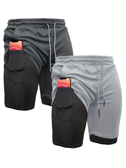Short de running 2-en-1 pour homme 7 pouces avec doublure de compression à séchage rapide – Short de sport léger pour l'entraînement et la gym, short d'entraînement en polyester pour la course, le yoga, la randonnée et les sports de plein air S M L XL XXL