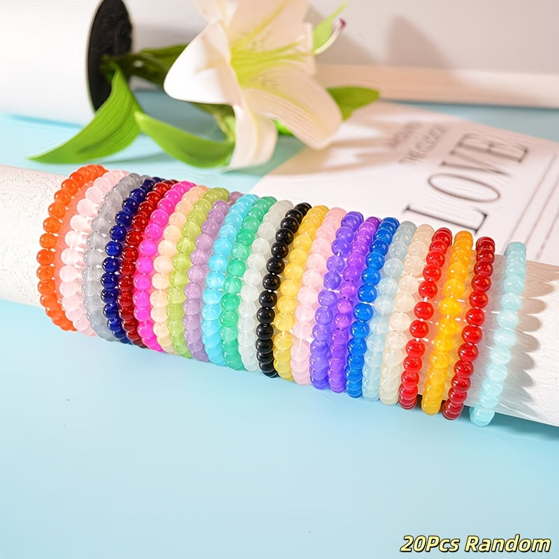 Lot de 20 bracelets bohèmes en perles de verre pour femme – Joncs élastiques empilables faits main et colorés de 8 mm, bijoux de plage estivaux multicouches, parfaits pour les vacances, les fêtes, le quotidien et les cadeaux