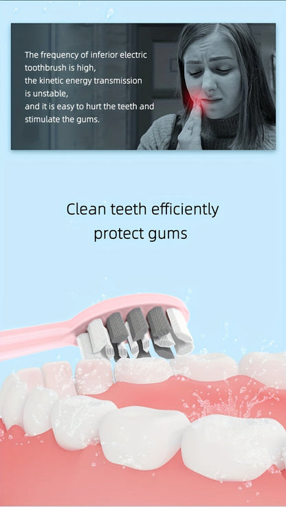 Sonic Electric Toothbrush IPX8 Waterproof USB Rechargeable with 5 Replacement Brush Heads Smart Timer Metal Shaft for Adults Men Women Couple Style Rechargeable Oral Care