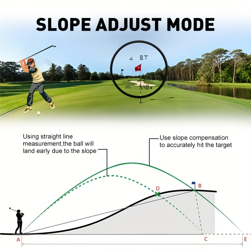 Télémètre laser de golf 1200 yards, grossissement 6x, commutateur de pente, vibration par impulsion, verrouillage de cible, compensation de trajectoire, rechargeable par USB-C pour le golf et la chasse