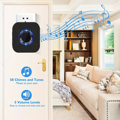 Sonnette vidéo sans fil avec caméra HD, vision nocturne, alertes de mouvement et audio bidirectionnel – Sonnette WiFi intelligente, visualisation mobile à distance, changeur de voix, batterie rechargeable, 2,4 GHz, sécurité domestique