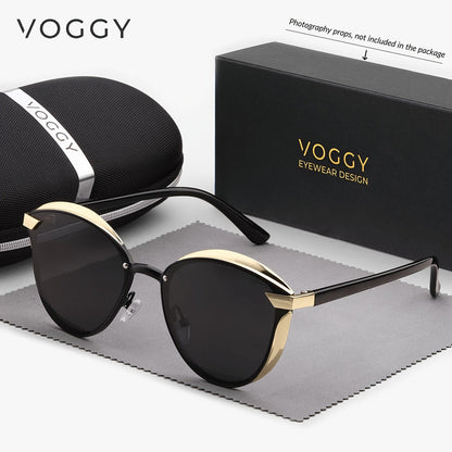 Lunettes de soleil rétro polar isées VOGGY avec protection UV400 pour hommes et femmes – Monture en métal légère, verres miroités, 8 couleurs, idéales pour la conduite, la randonnée, le cyclisme, la pêche et les voyages, coffret cadeau inclus
