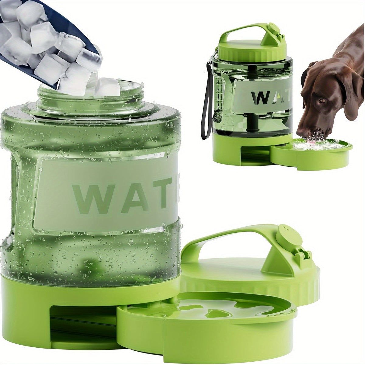 Gourde portable pour chien de 2,2 L avec bol pliable intégré, grande capacité, anti-fuite, idéale pour les voyages, la randonnée, le camping, le parc, pour chiens de toutes tailles