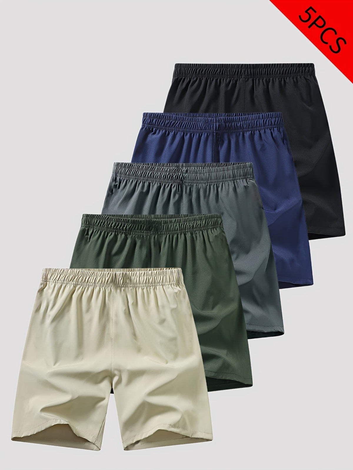 Lot de 5 shorts de sport pour homme, couleurs assorties – Shorts de sport respirants, extensibles et à séchage rapide pour la salle de sport, la course, l'entraînement et le quotidien, tailles S à XXL jusqu'à 100 kg
