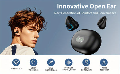 Écouteurs sans fil à conduction ouverte Bluetooth 5.4 TWS, perception ambiante à 360 degrés, appels clairs ENC, commandes tactiles, confort toute la journée, écouteurs de sport et de fitness, maintien sûr, conception véritablement ouverte