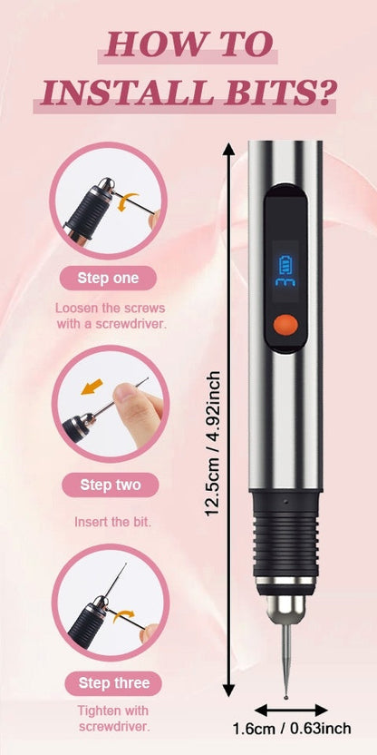 Kit de stylo de gravure électrique avec 57 accessoires - Graveur sans fil rechargeable par USB, 21 000 tr/min, 3 vitesses, 90 min d'autonomie, pour métal, verre, bois, pierre et bijoux - Cadeau de bricolage