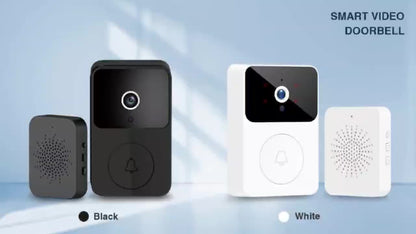 Sonnette vidéo sans fil avec caméra HD, vision nocturne, alertes de mouvement et audio bidirectionnel – Sonnette WiFi intelligente, visualisation mobile à distance, changeur de voix, batterie rechargeable, 2,4 GHz, sécurité domestique