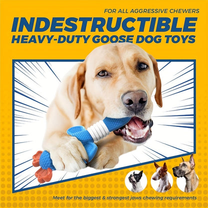 Jouet à mâcher indestructible en nylon en forme d'oie pour chiens destructeurs – Jouet robuste amélioré pour grands et moyens chiens, idéal pour la dentition et le nettoyage des dents, design oie et poisson-clown
