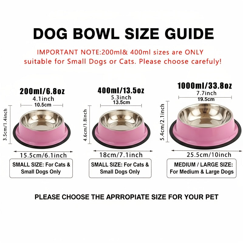 Gamelle personnalisée en acier inoxydable pour chien et chat - Bol gravé au nom de votre animal avec motif patte, cœur et couronne, antidérapante, 200 ml / 400 ml / 1000 ml, écuelle pour nourriture et eau, idée cadeau