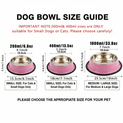 Gamelle personnalisée en acier inoxydable pour chien et chat - Bol gravé au nom de votre animal avec motif patte, cœur et couronne, antidérapante, 200 ml / 400 ml / 1000 ml, écuelle pour nourriture et eau, idée cadeau