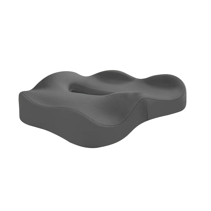 Coussin d'assise ergonomique en mousse à mémoire de forme avec rainure centrale – Soulagement de la pression sur le coccyx, base antidérapante, housse en polyester doux, soutien postural pour chaise de bureau, voiture et maison, blanc/noir