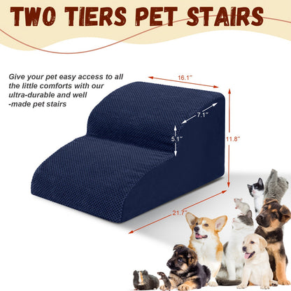Escalier pour chien en mousse à mémoire de forme, 2, 3 ou 4 marches avec base antidérapante et housse lavable – Marches de soutien pour canapé et lit, idéal pour chiens âgés et chiots, plusieurs couleurs disponibles