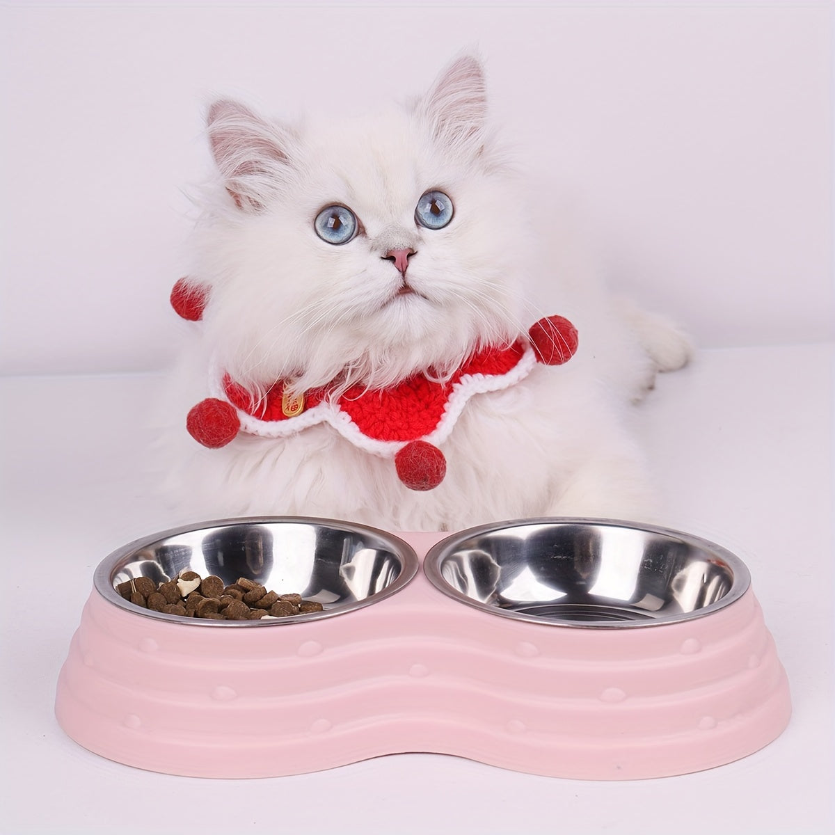Gamelle double en acier inoxydable pour animaux – Ensemble de deux bols pour nourriture et eau pour chiens et chats de toutes tailles, gamelle durable et inoxydable pour chiens et chats