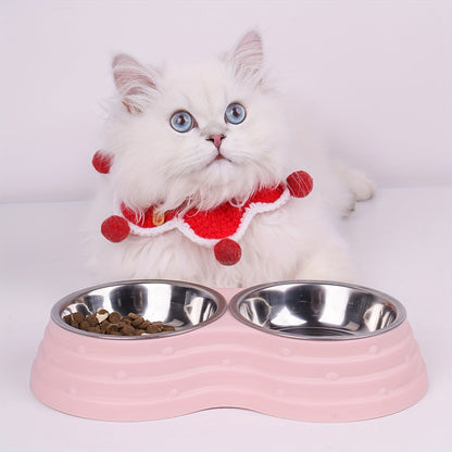 Gamelle double en acier inoxydable pour animaux – Ensemble de deux bols pour nourriture et eau pour chiens et chats de toutes tailles, gamelle durable et inoxydable pour chiens et chats