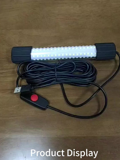Lampe de pêche sous-marine USB à 126 LED avec cordon de 5 m – Attracteur de poissons de nuit pour bateau, quai et pêche sur glace, options d'éclairage vert et blanc, lampe détecteur de poissons alimentée par USB