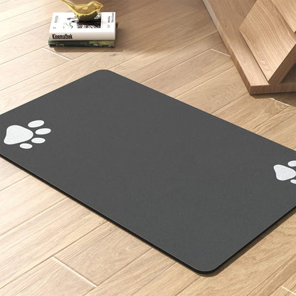 Tapis de nourrissage pour animaux motif pattes — Tapis de gamelle en caoutchouc absorbant à séchage rapide pour chiens et chats, dessous de plat antidérapant, résistant aux taches et facile à nettoyer | Cadeau de décoration intérieure