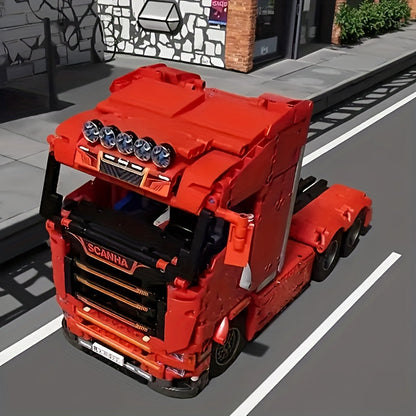 Ensemble de construction de camion lourd de 1788 pièces - Modèle réduit de tracteur routier avec détails mécaniques, kit de construction de cabine rouge pour adultes et adolescents | Cadeau d'anniversaire ou de vacances pour les passionnés de camions