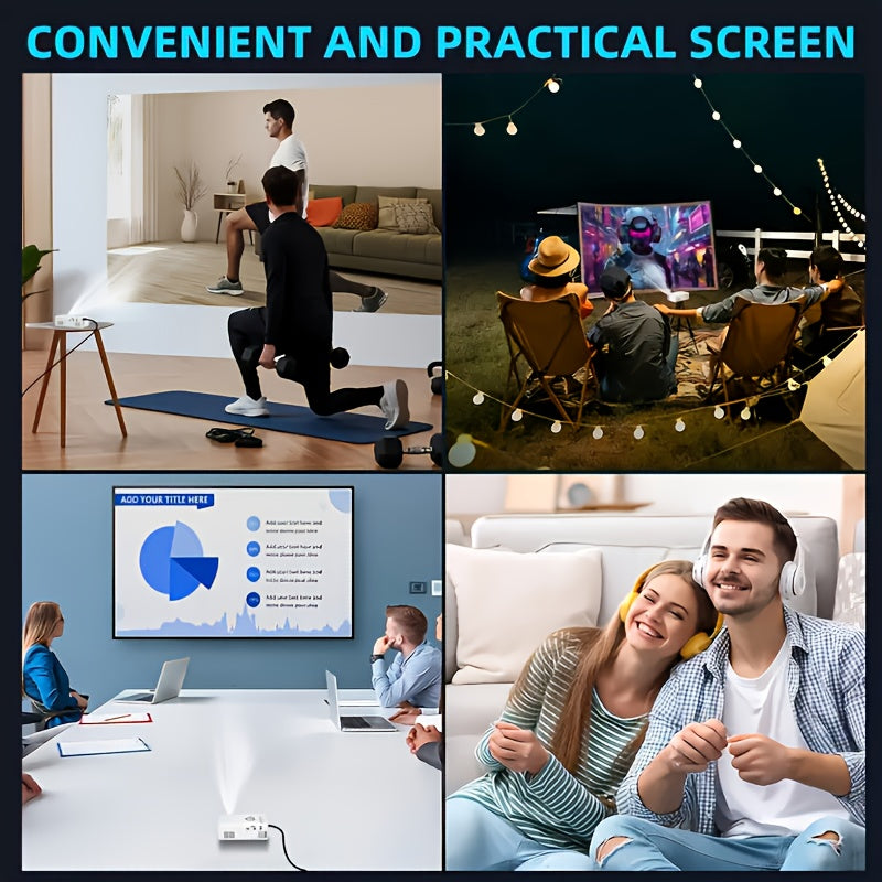 Mini projecteur portable, prise en charge 4K, natif 720P LCD – Projecteur de cinéma maison et d'extérieur compatible avec iPhone, Android, ordinateur portable, USB, HDMI pour jeux, films et présentations