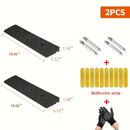 Lot de 2 rampes de chargement robustes en plastique – Rampes portables antidérapantes et résistantes aux intempéries pour voitures, camions, vélos, fauteuils roulants et équipements médicaux, plusieurs hauteurs disponibles