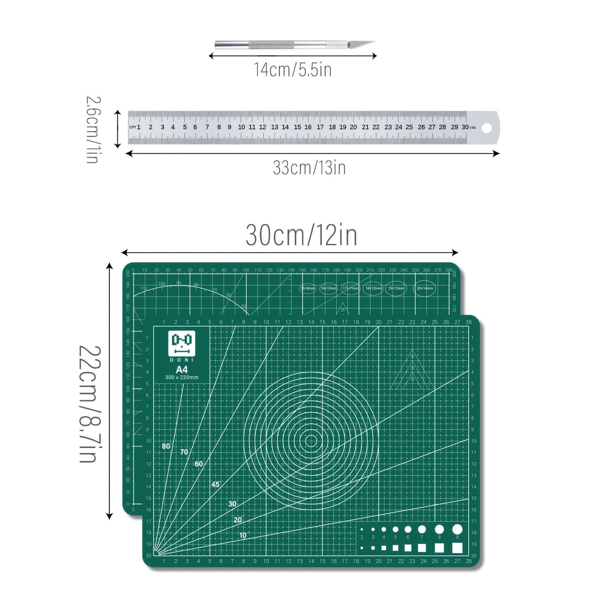 Kit de découpe de précision Exacto de 65 pièces avec tapis de découpe A4 – Ensemble de couteaux de précision avec lames et règles de découpe pour modélisme papier, loisirs créatifs, scrapbooking, art et carterie