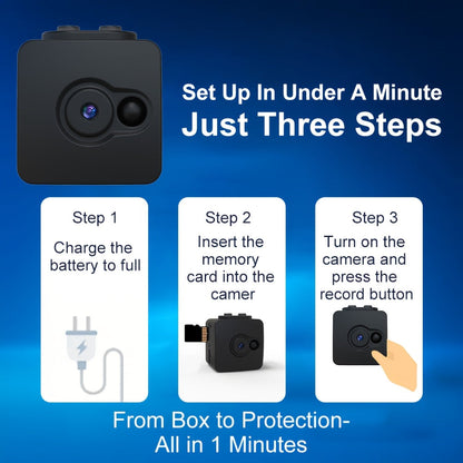 Mini caméra de sécurité espion sans WiFi – Prise en charge carte SD 32 Go, enregistrement en boucle, batterie rechargeable, Plug & Play – Sécurité domestique, babyphone, caméra pour animaux, surveillance de bureau