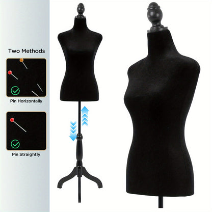 Mannequin de couture avec pied tripode, hauteur réglable de 127 à 160 cm, buste féminin portable pour couture, présentation de vêtements, stylisme et photographie – 4 couleurs disponibles