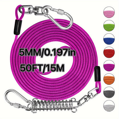 Laisse pour chien ultra-résistante de 1,8, 3, 4,5, 9, 15, 23 ou 30 mètres, câble d'attache d'entraînement pour grands chiens jusqu'à 225 kg, corde de course durable et résistante aux morsures pour le jardin