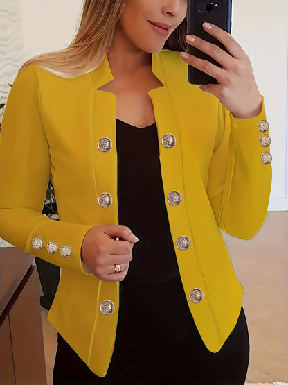 Veste cardigan femme à double boutonnage – Blazer à manches longues à revers, couleur unie, pour le printemps, l'automne et toutes les saisons