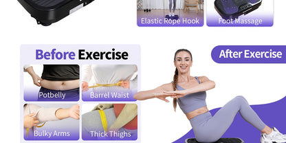 Plateforme vibrante pour la perte de poids et le drainage lymphatique – Appareil d'entraînement complet du corps avec 99 à 200 niveaux de vitesse, moteur silencieux, salle de sport portable à domicile, tonification musculaire, capacité de 150 kg