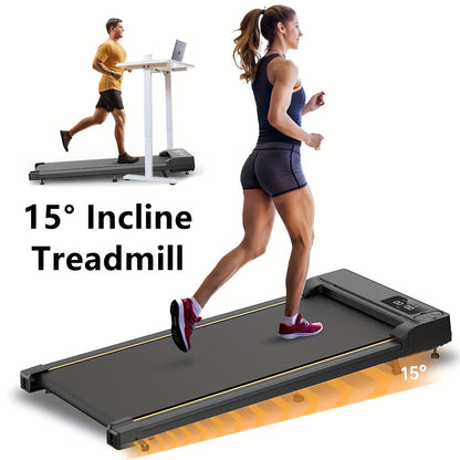 Tapis de marche sous bureau, moteur silencieux 2,5 HP, inclinaison 15 %, 4-en-1, capacité de 120 kg avec télécommande et écran LED - Tapis de course portable pour bureau à domicile, marche, jogging et perte de poids